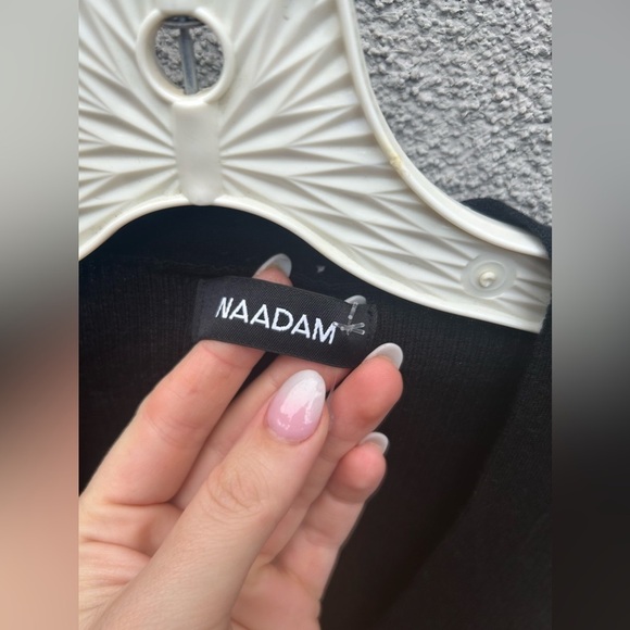 NAADAM Silk Cashmere Long Sleeve Cardigan Dress Black - Picture 6 of 8